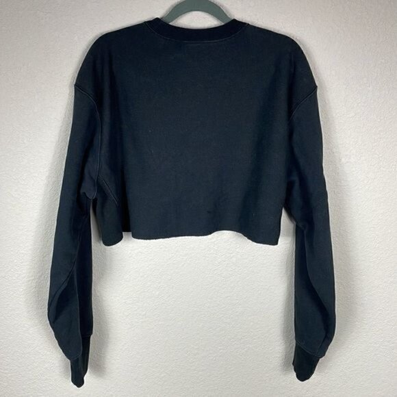 Champion Reverse Weave Cropped Black Sweatshirt Long Sleeve Crewneck Sz S - Picture 6 of 11